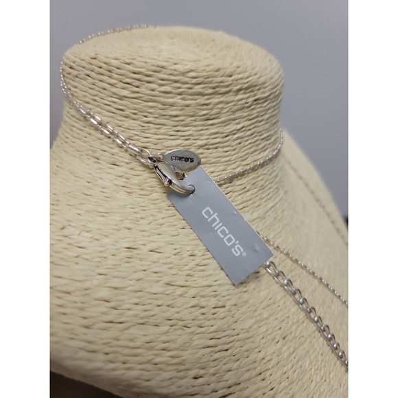 Chico's Long Translucent Pendant Necklace New with Tags Silver Tone 32" Stunning - Picture 4 of 7
